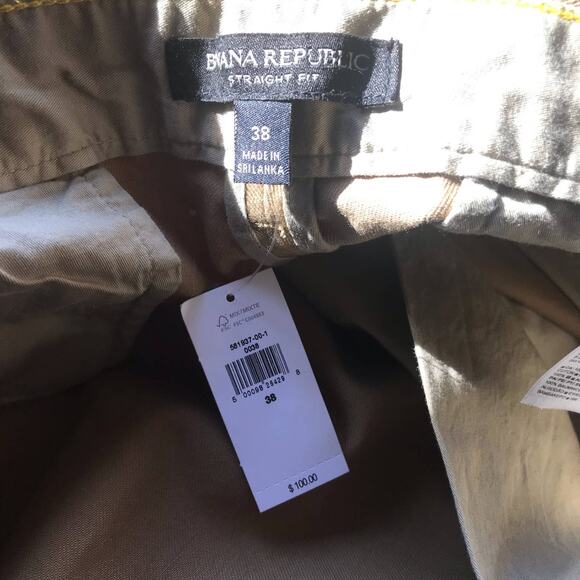 NEW Banana Republic Tan Trouser Straight Fit Cotton Pants Men’s Size 38 NWT $100 - Picture 7 of 8